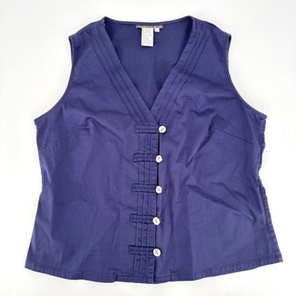 Isabella Bird Women's Sleeveless V-Neck Button Down Top Blouse Blue Size Large